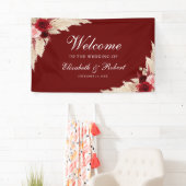 Begrüßung von Burgund-Rose und Pampas-Gras Banner (Insitu)