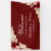 Begrüßung von Burgund-Rose und Pampas-Gras Banner (Vertikal)