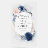 Begrüßung von dusty Blue und Blush Floral Wedding Acrylschild (Winkel)