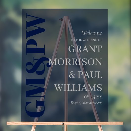 Begrüßung von Elegant Gray Initials Typografy Acrylschild (Neutral)