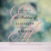 Begrüßung von elegantem Script Dusty Pink Monogram Acrylschild (Neutral)