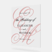 Begrüßung von elegantem Script Dusty Pink Monogram Acrylschild (Winkel)