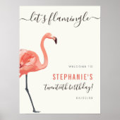 Begrüßung von Flamingle Tropical Birthday Party Poster (Vorne)
