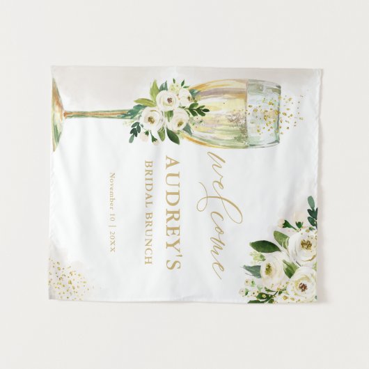 Begrüßung von Glas mit weißem und goldfarbenem Cha Wandteppich (Vorderseite (Horizontal))