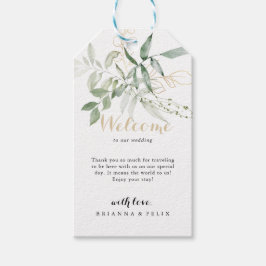 Begrüßung von Gold Green Foliage Geschenkanhänger