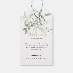 Begrüßung von Gold Green Foliage Geschenkanhänger