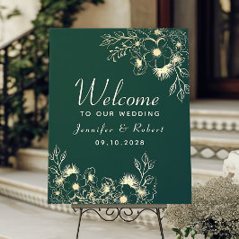 Begrüßung von Gold- und Smaragdgrünen Hochzeiten Poster