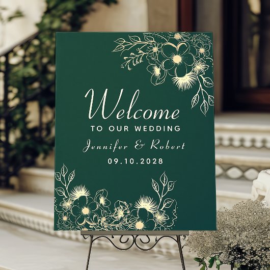 Begrüßung von Gold- und Smaragdgrünen Hochzeiten Poster