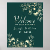 Begrüßung von Gold- und Smaragdgrünen Hochzeiten Poster (Vorne)