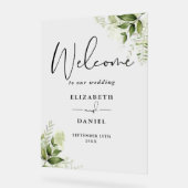 Begrüßung von Greenery Floral Script Acrylschild (Winkel)