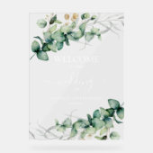 Begrüßung von Greenery Wedding Acrylschild (Vorderseite)