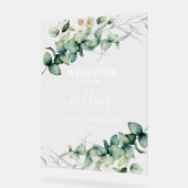 Begrüßung von Greenery Wedding Acrylschild (Winkel)