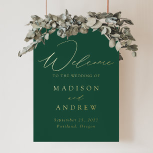 Begrüßung von Grün- und Gold-Script-Hochzeiten Foliendrucke