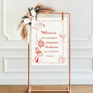 Begrüßung von Hand Drawn Graduation Party im Doodl Poster
