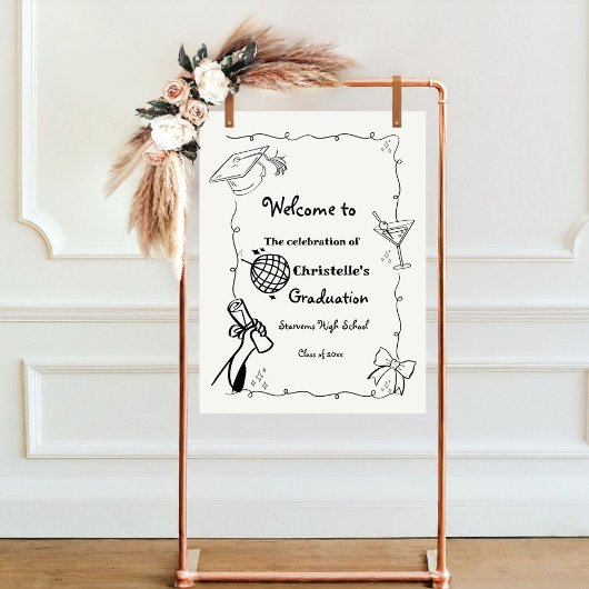 Begrüßung von Hand Drawn Graduation Party im Doodl Poster