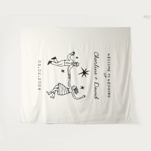 Begrüßung von Hand Drawn Scribble Wandteppich (Vorderseite (Horizontal))