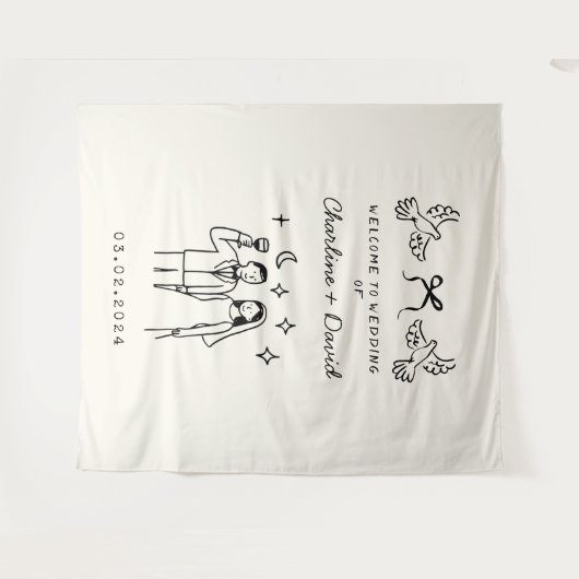 Begrüßung von Hand Drawn Scribble Wandteppich (Vorderseite (Horizontal))