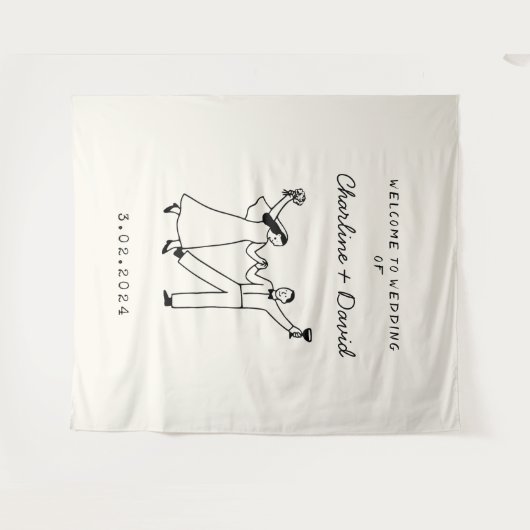 Begrüßung von Hand Drawn Scribble Wandteppich (Vorderseite (Horizontal))