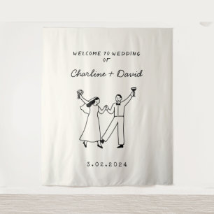 Begrüßung von Hand Drawn Scribble Wandteppich