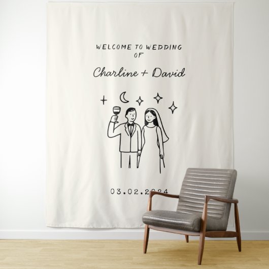 Begrüßung von Hand Drawn Scribble Wandteppich (Beispiel)