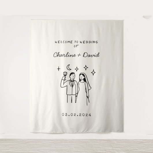 Begrüßung von Hand Drawn Scribble Wandteppich (Vorderseite)