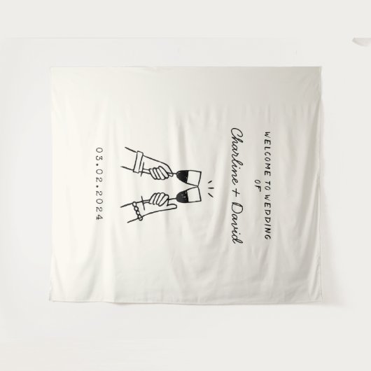 Begrüßung von Hand Drawn Scribble Wandteppich (Vorderseite (Horizontal))