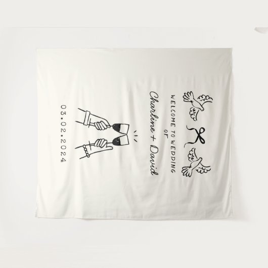 Begrüßung von Hand Drawn Scribble Wandteppich (Vorderseite (Horizontal))