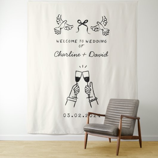 Begrüßung von Hand Drawn Scribble Wandteppich (Beispiel)