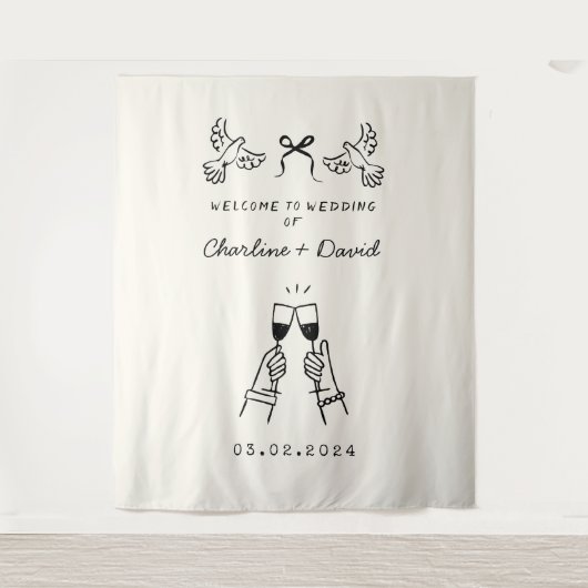 Begrüßung von Hand Drawn Scribble Wandteppich (Vorderseite)