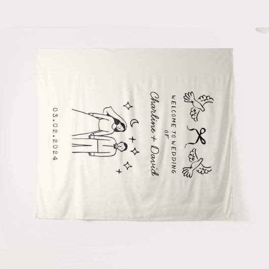 Begrüßung von Hand Drawn Scribble Wandteppich (Vorderseite (Horizontal))