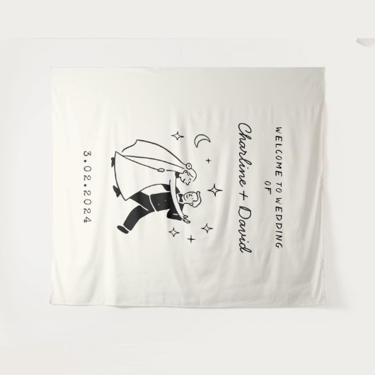 Begrüßung von Hand Drawn Scribble Wandteppich (Vorderseite (Horizontal))