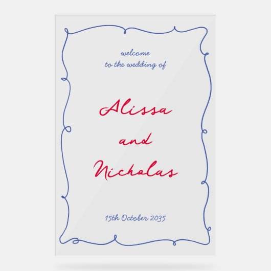 Begrüßung von Hand gezeichneter Grenze und Skripta Acrylschild (Vorderseite)