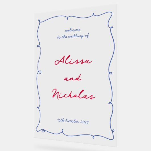 Begrüßung von Hand gezeichneter Grenze und Skripta Acrylschild (Winkel)