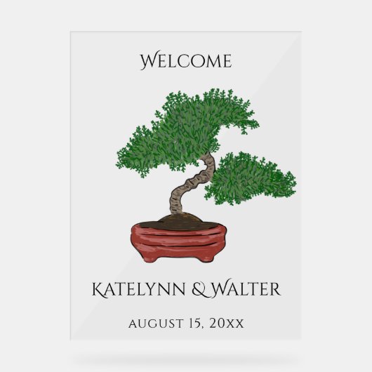 Begrüßung von Japanisch Bonsai Tree Acrylschild (Vorderseite)