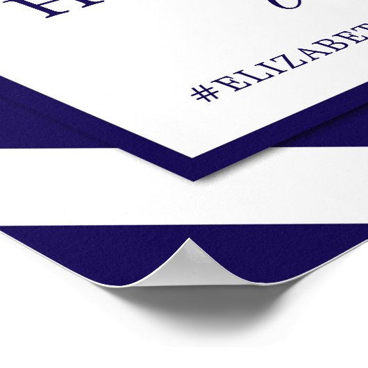 Begrüßung von Nautic Stripes & Navy Blue Ship Poster (Ecke)