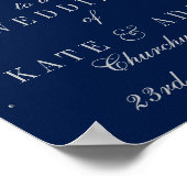 Begrüßung von Navy Blue & Glam Silver Confetti Wed Poster (Ecke)