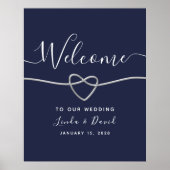 Begrüßung von Navy Blue Wedding Poster (Vorne)
