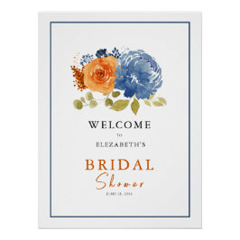 Begrüßung von Navy Burnt Orange Brautparty Poster