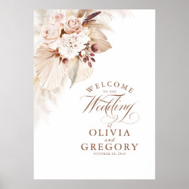 Begrüßung von Pampas Grass Floral Poster