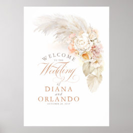 Begrüßung von Pampas Grass Floral Poster