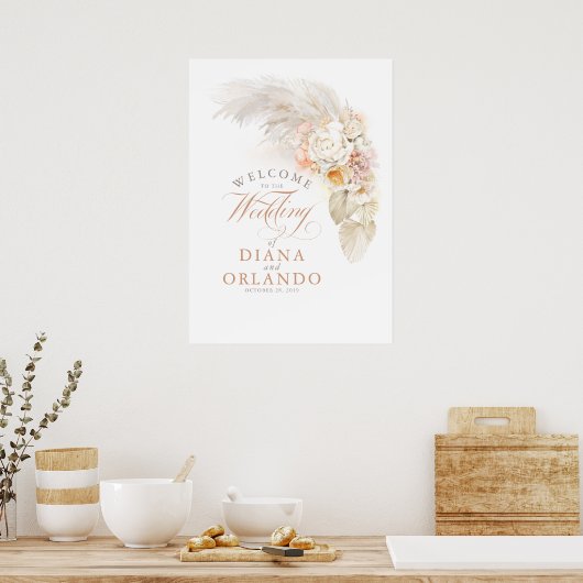Begrüßung von Pampas Grass Floral Poster (Küche)