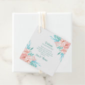 Begrüßung von Pfirsich und türkisfarbenen Blumen Geschenkanhänger (Beispiel)