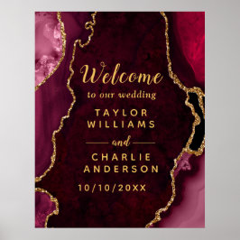 Begrüßung von Red and Gold Agate Poster