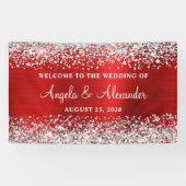 Begrüßung von Red Foil Silver Glitzer Banner (Horizontal)