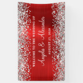 Begrüßung von Red Foil Silver Glitzer Banner (Vertikal)