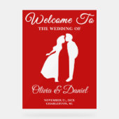 Begrüßung von Red Handwriting Script Weihnachten Acrylschild (Vorderseite)