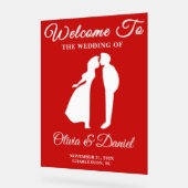 Begrüßung von Red Handwriting Script Weihnachten Acrylschild (Winkel)