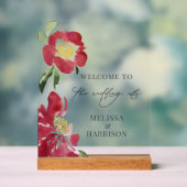 Begrüßung von Red Peonies Acrylschild (Neutral)