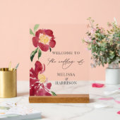 Begrüßung von Red Peonies Acrylschild (Hochzeit)