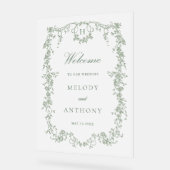 Begrüßung von Sage Green Classic Acrylschild (Winkel)